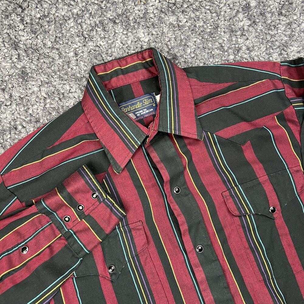 Vintage Panhandle Slim Western Pearl Snap Shirt Mens Size 15.5-33 Made in USA